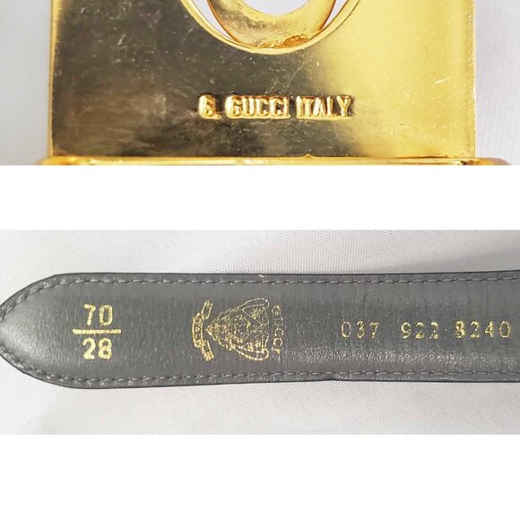 Gucci Vintage  SKINNY 2-Tone Brown Gray Leather Belt Gold GG Buckle REVERSABLE main image 5